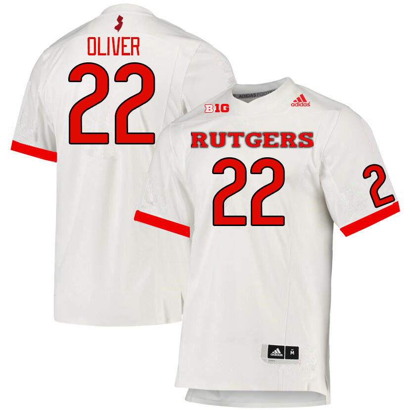 Men #22 Raeden Oliver Rutgers Scarlet Knights College Football Jerseys Stitched Sale-White - Click Image to Close